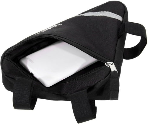 MOOCY Black Bicycle Bike Storage Bag, Triangle Saddle Frame Strap-On Pouch for Cycling
