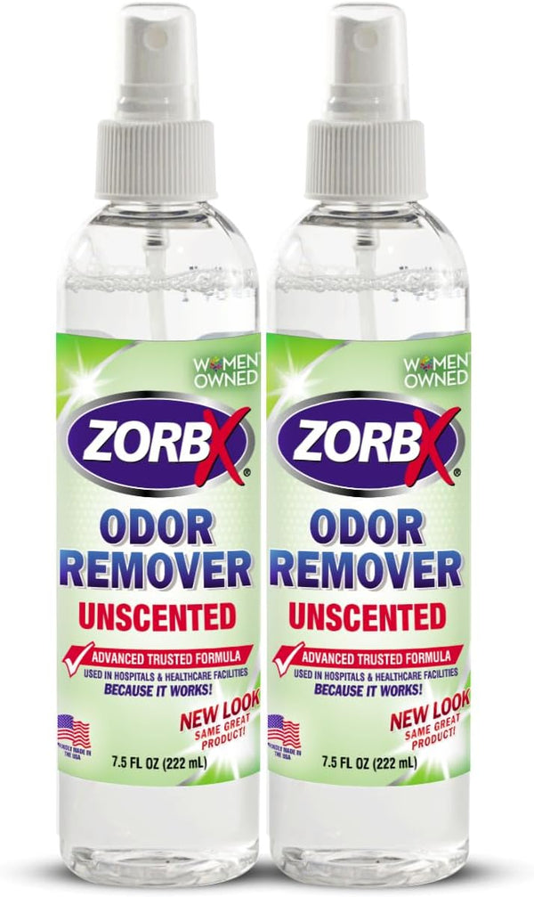 ZORBX Unscented Odor Eliminator Spray for Strong Odors, Advanced Formula, 7.5 Fl Oz (Pack of 2)