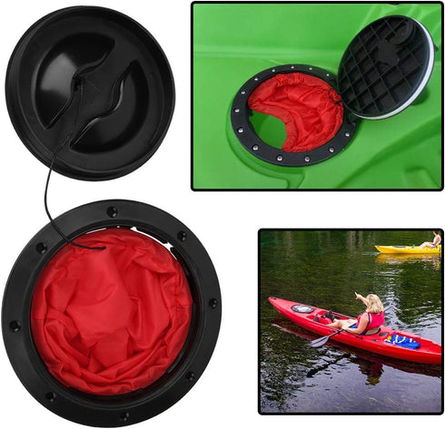 Round Kayak Hatch Lid with Sealing Storage Bag for Canoe Fishing Rigging (6 inches)