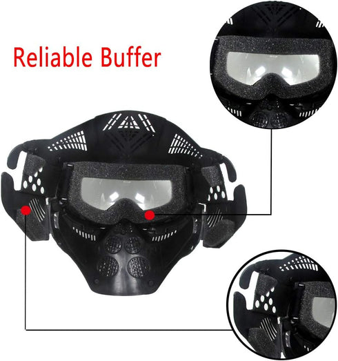 Tactical Mask for Airsoft, Full Face Gear with Goggles, Impact Resistant for BB Hunting, CS Game, Motocross Skiing