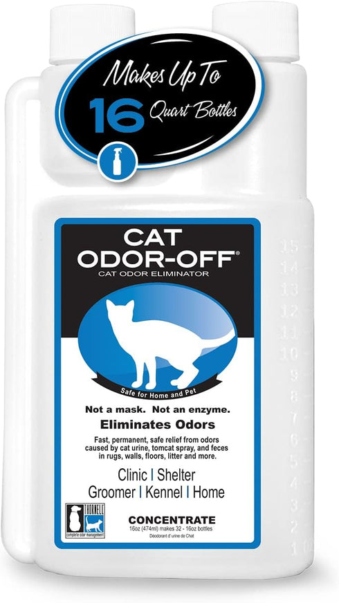 THORNELL Cat Odor-Off Concentrate - Pet Smell Eliminator for Urine, Feces, 16oz