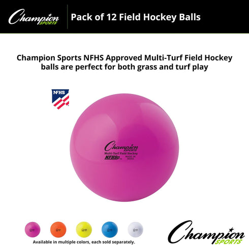 12-Pack Champion Sports Field Hockey Balls NFHS Approved, High-Visibility Regulation Balls