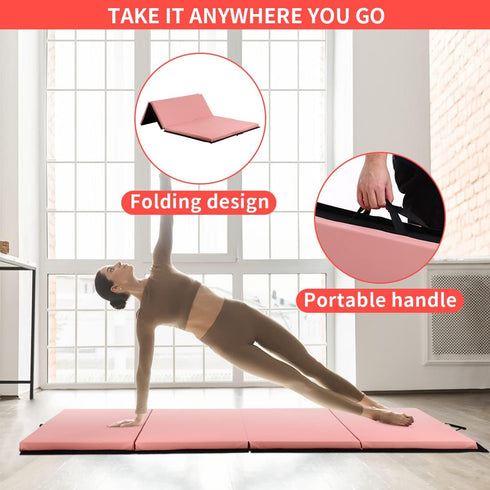 BLKMTY Gymnastics Mats, Folding Exercise Mat Gym Yoga Aerobics Fitness Mats Kids' Gymnastics Tumbling Mat with Carrying