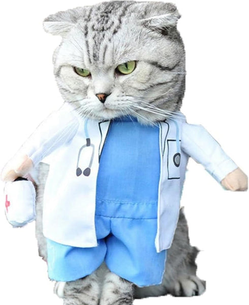 Dog Cat Doctor Costume - Funny Halloween Costumes for Small Dogs & Cats, Cosplay Party Outfit (Doctor, X-Small)