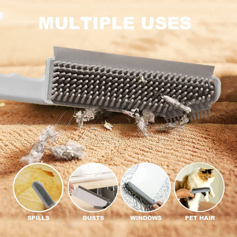 Pet Hair Removal Brush, 3 in 1 Mirror Cleaning Brush with Scratch Free Rubber Bristles for Cars, Carpets