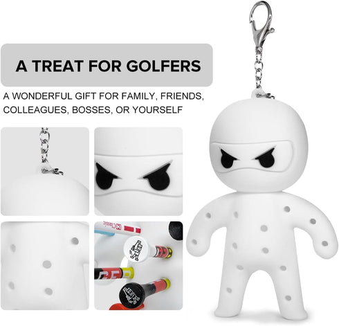 Golf Tee Holder, Ninja Portable Keychain Golf Ball Tees Holder, Golf Accessory Gift for Men & Women
