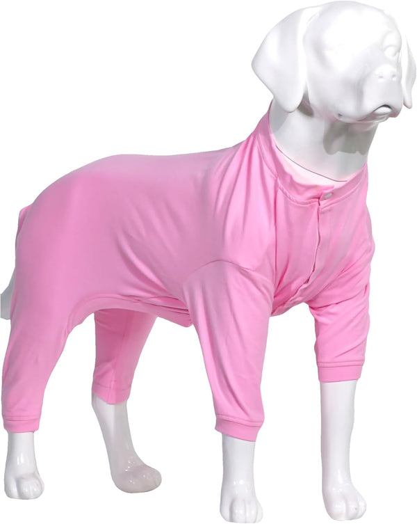 Lovelonglong Four Feet Dog Lightweight Pajamas, Pure Cotton Dog Jumpsuits for Large Medium Small Dogs Pink