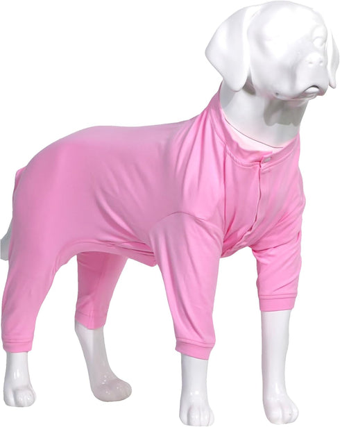 Lovelonglong Dog Pajamas - Lightweight Pure Cotton Jumpsuits for Large Medium Small Dogs, Stylish PJS, Pink S