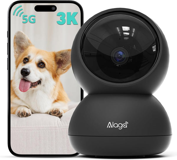 Alaga Indoor Security Camera,3K, 360 Pan/Tilt, Human/Pet/Motion AI, Night Vision, Speaker, Indoor Camera
