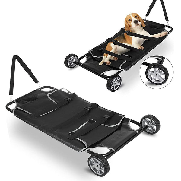 220lbs Large Dog Stretcher with Wheels 45 * 22Inch Pet Transport Trolley