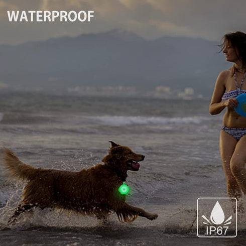 2-Pack Dog Light with USB Rechargeable, Color Changing Safety Lights for Night Walking, Attach to Collar or Leash