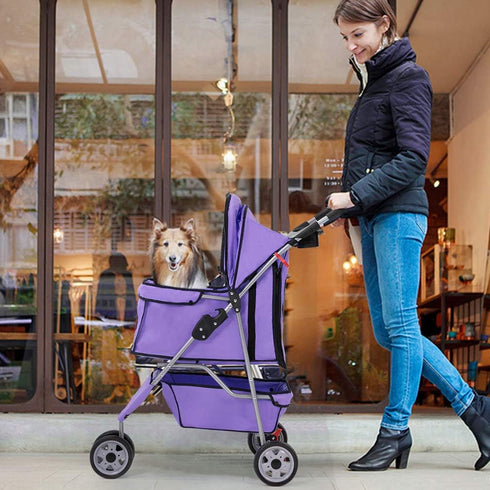 BestPet 3 Wheels Pet Stroller Dog Cat Cage Jogger Stroller for Medium Small Dogs Cats Folding Travel Carrier with Cup