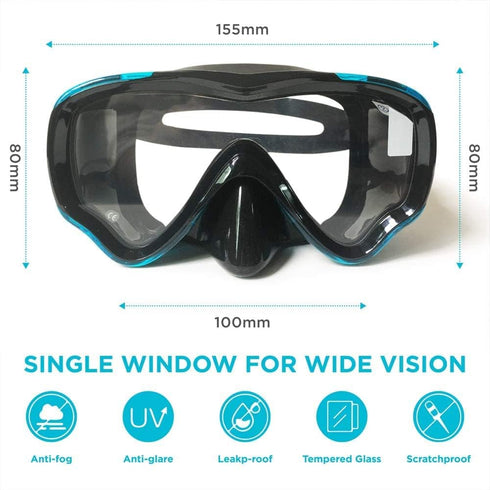 Kids Snorkel Gear Diving Mask with Anti-Fog and Anti-Leak Swimming Goggles for Children 4-14 Age Waterproof Tempered