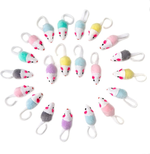CHIWAVA 36 Pack 1.8 Inch Small Interactive Cat Toys - Mice with Catnip Rattle Sound for Indoor Cats