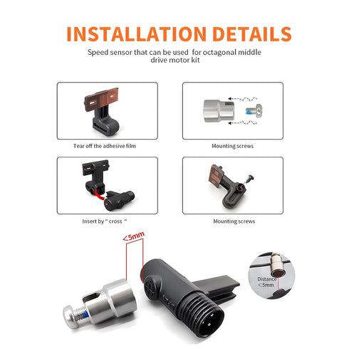 Speed Sensor for BAFANG Mid Motor, Compatible with 8FUN BBS01 BBS02 BBSHD Electric Bike Conversion Kit Accessories
