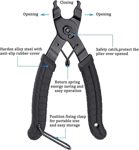 Oumers Bike Link Plier + Chain Breaker Splitter Tool + Chain Checker - Chain Cutter Connector Wear Indicator