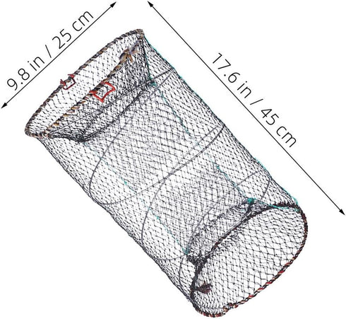 Foldable Fishing Net Shrimp Trap Crawfish Trap Net Nylon Mesh Collapsible Minnow Basket for Freshwater Fishing Portable