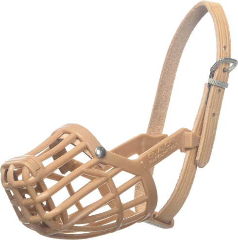 Leather Brothers Italian Basket Dog Muzzle, Adjustable Fit, Comfortable Design, Training, Tan, Size 2
