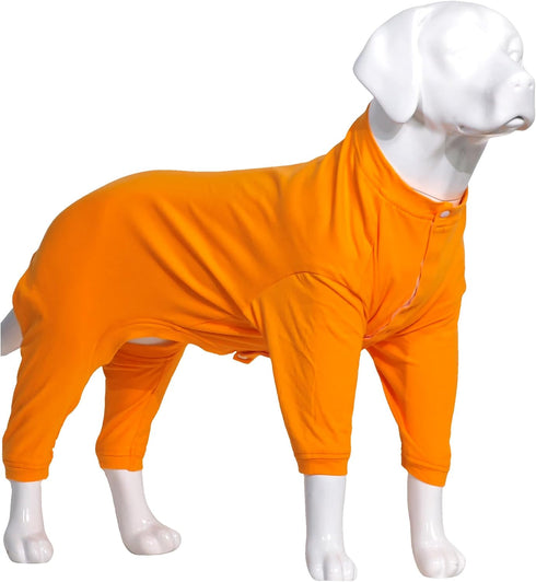 Lovelonglong Four Feet Dog Lightweight Pajamas, Pure Cotton Dog Jumpsuits for Large Medium Small Dogs (Orange XS)