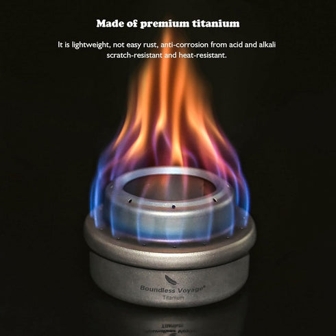 iBasingo Ti2001C Ultralight Titanium Camping Alcohol Stove 60ml Portable Mini Spirit Burner with Stand for Outdoor