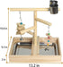 vibriskape Bird Playground, Natural Wood Bird Play Stand with Stand Perch, Two Toys, Two Food Cups, and Removable Tray