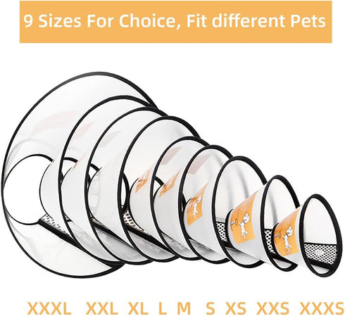 Adjustable Plastic Pet Recovery Collars & Cones for Dogs and Cats After Surgery, Elizabeth E-Collar to Prevent Biting