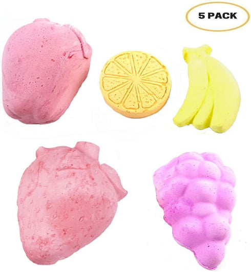 Hamiledyi 5 Pcs Chinchilla Lava Blocks, Fruit Shaped Rabbit Chew Toys for Small Animals