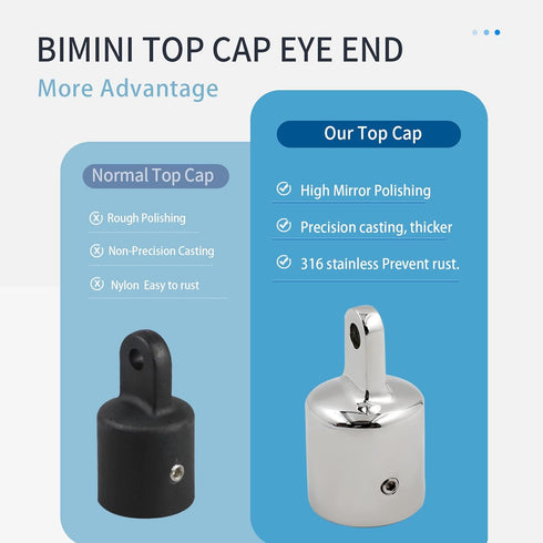 SHENGHUISS Stainless Steel 316 Bimini Top Cap Eye End Boat Fitting with L Shape Hex Key, Marine Hardware