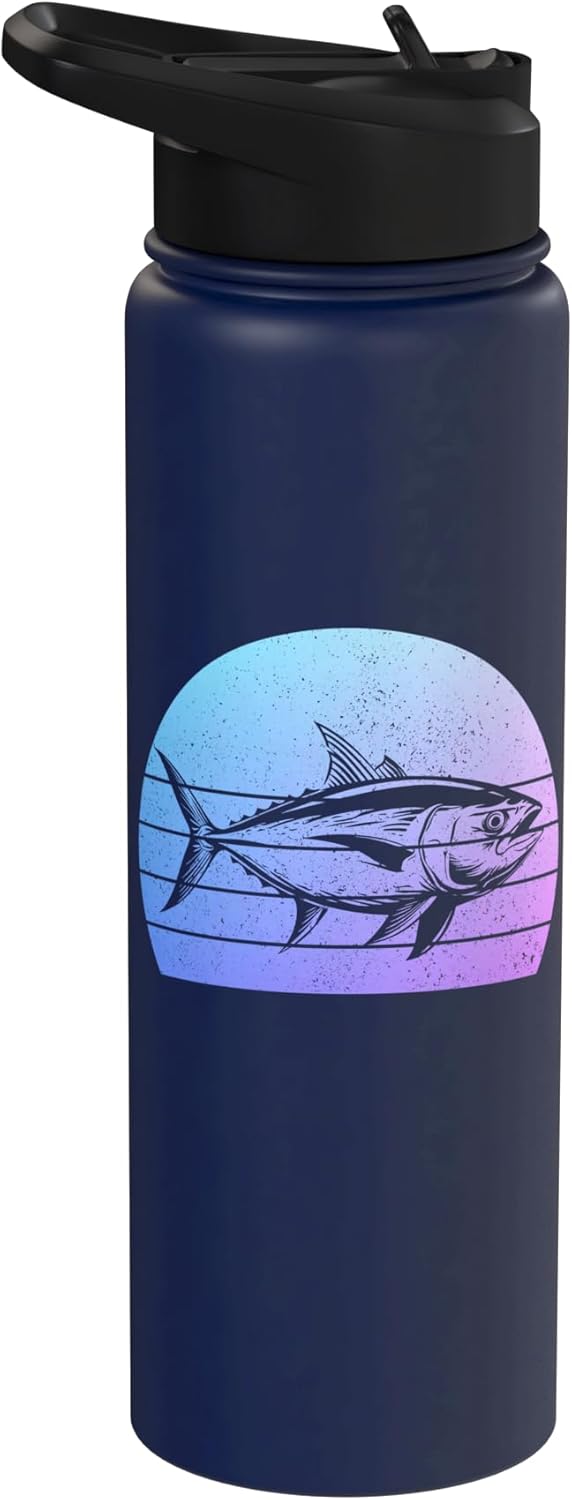 We Love Tuna Fishing - Apparel & Gifts Tuna Fish Vintage Yellowfin Bluefin Tuna Fishing Stainless Steel Insulated Water Bottle