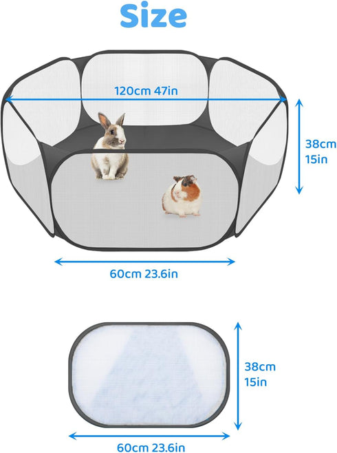 Small Animals C&C Cage Tent Breathable Transparent Pet Playpen Outdoor/Indoor Exercise Fence