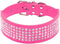 Rhinestones Dog Collars - 2" Width with 5 Rows Full Sparkly Crystal Diamonds Studded PU Leather - Beautiful Bling Pet