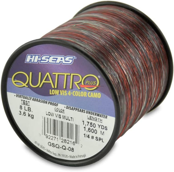 HI-SEAS Quattro Monofilament Fishing Line, Low-vis 4 Color Camo, Durable Performance