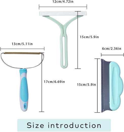 Pet Hair Remover, 3 Pack Dog and Cat Hair Removal Tool for Furniture, Reusable Short Handle for Carpet Rake