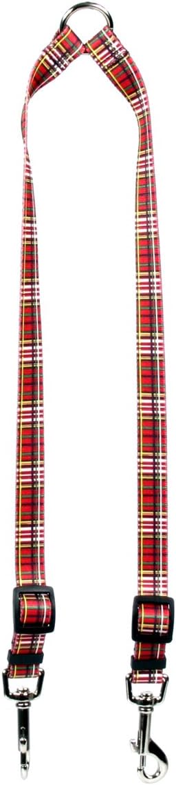 Yellow Dog Design Tartan Red Coupler Dog Leash-Size Small-3/8 inch Wide and 9 to 12 inches Long
