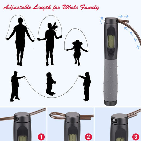 Te-Rich Jump Rope | Weighted Skipping Rope with Counter - Heavy Handles, Adjustable Length for Fitness Training