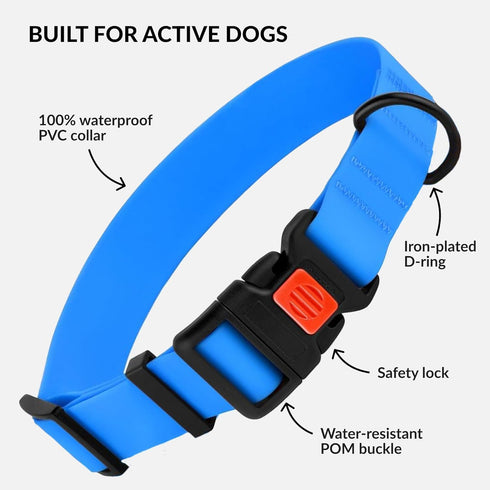 CollarDirect Waterproof Dog Collar, Adjustable Silicone Plastic Collar for Large, Medium, Small Dogs