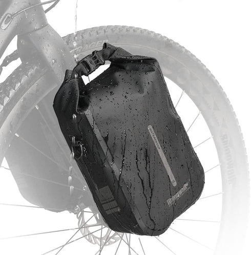 Rhinowalk Bike Front Fork Waterproof Bag, 4L Pannier Saddle Bag for E-Scooter Mountain Bike Accessories, Black