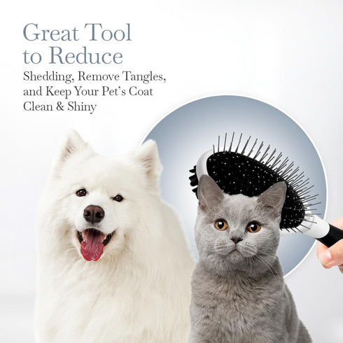 Fuller Brush 2-in-1 Double-Sided Pet Brush, Flexible Cushion with Steel Pins and Nylon Bristles for Grooming