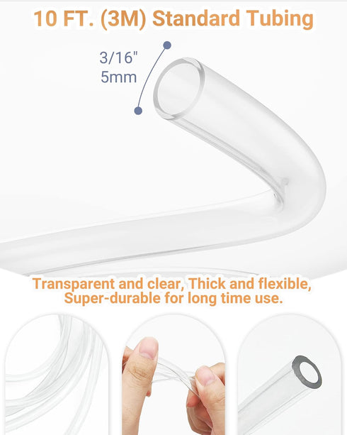 Aquarium Air Pump Accessories Kit with Standard Tubing, Air Stones, Check Valves, Suction Cups and Connectors.