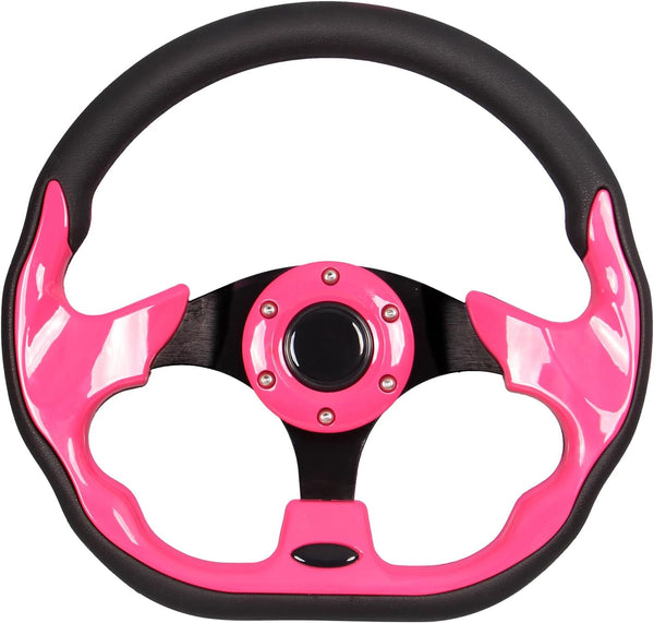 Pink Golf Cart Steering Wheel Universal Fit for Yamaha EZGO RXV & TXT, Club Car DS, Precedent Tempo
