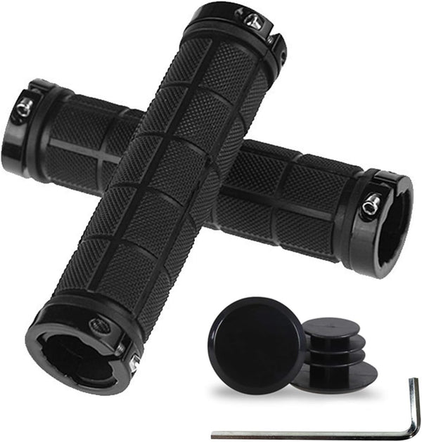 PLATT Comfortable Rubber Bike Handlebar Grips for MTB/BMX with Plastic End Caps