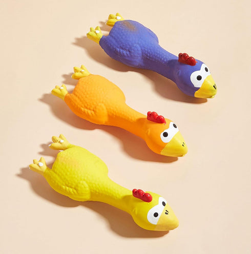 Hoiasem 3 PCS Latex Chicken Squeak Toy for Pets - Exciting Chew & Dental Care Fun - Perfect for Playful Molar Exercise