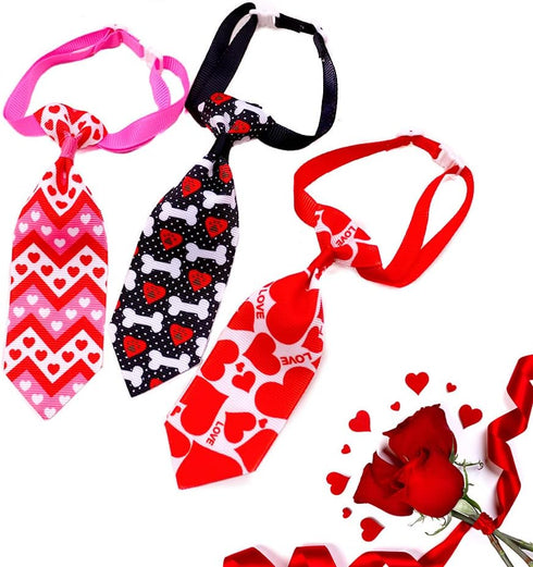 18pcs Valentines Day Dog Neck Ties, Adjustable Pink Red Small Dog Collar Ties for Holiday Grooming Accessories