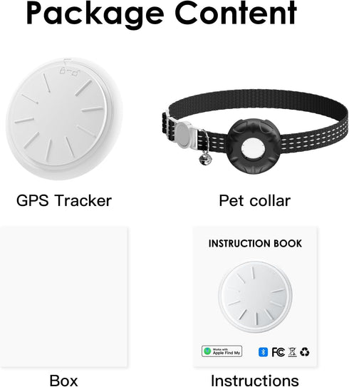 HONGTOP H Cat Tracker, Lightweight GPS Tracker Compatible with Apple Find My App(Only iOS), Waterproof Cat Trackers