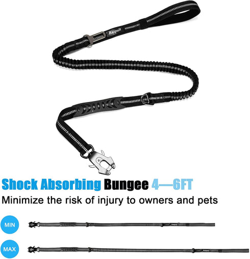 Tactical Heavy Duty Bungee Dog Leash, 4-6FT for Medium Large Dogs That Pull, Shock Absorbing with Padded Traffic Handle