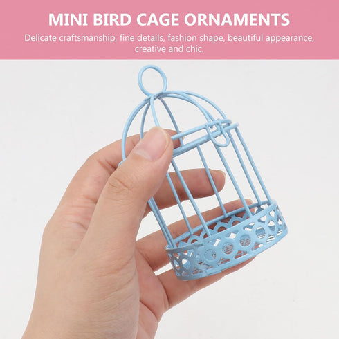 3pcs Mini Birdcage Ornament, Metal Wire Bird Cage for Desktop Storage, Miniature Hanging Decoration