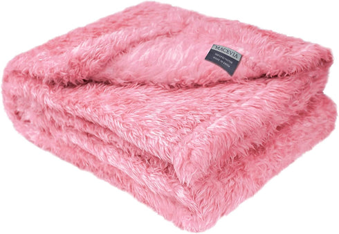 MACEVIA Fluffy Fleece Dog Blankets, Warm Soft Plush Throws for Small, Medium, Large Dogs and Cats, 29x40 Inch, Pink
