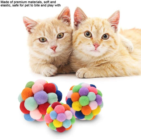 Pet Cat Plush Ball Toy, Interactive Chewing Training Tool with Bell for Dogs and Puppies (S)