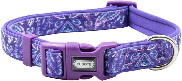 Durable Dog Collar with Maple Leaves Pattern, Soft Neoprene Padded Adjustable Collars for Large Dogs & Puppies