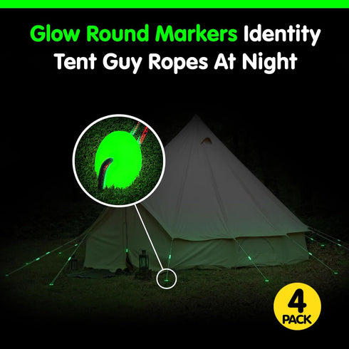 Pack 12 Zips/4 Round/4 GLO-X Campers Essential Glow - Powerful Glow in The Dark Camping Accessories for Tent Campers